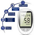 Глюкометр для контролю цукру з комплектом 50 тест-смужок і ланцетів, пам'ять на 180 вимірювань, без кодування, фото 7