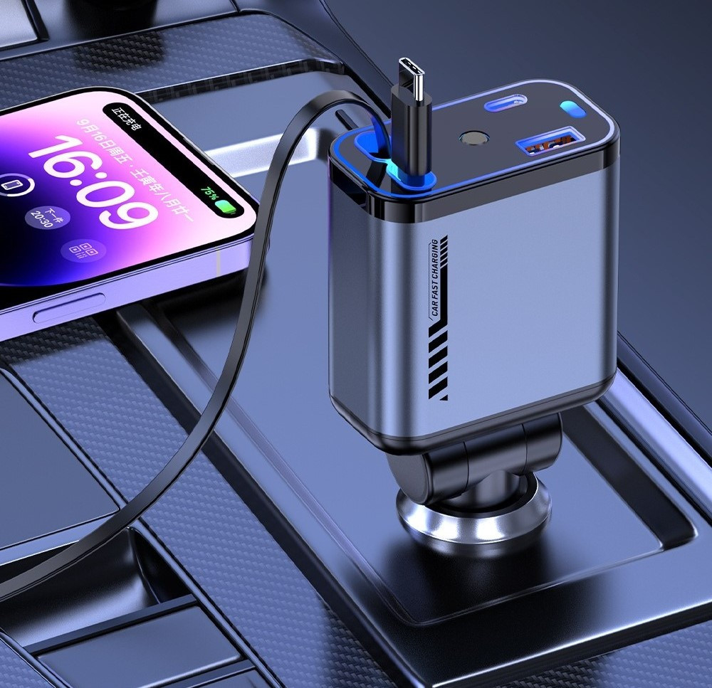 Автозарядний пристрій «Зоряне небо», USB, Type-C, Lightning, 66 Вт, QC 3.0, PD, фото 1