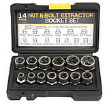 Набір екстракторів болтів і гайок 14 шт., вуглецева сталь, кейс 165×95×40 мм, фото 8