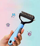 Ковтуноріз-щітка 2 в 1 для тварин, 17×9 см, вичісує шерсть і підшерстя, сталь, фото 5