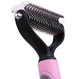 Ковтуноріз-щітка 2 в 1 для тварин, 17×9 см, вичісує шерсть і підшерстя, сталь, фото 3