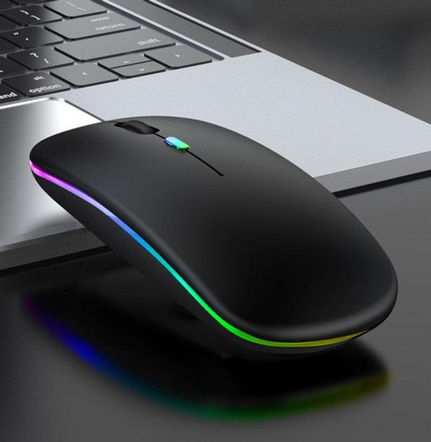 Бездротова миша PM1 Bluetooth USB з підсвіткою, 2.4 ГГц, безшумна, ПК/ноутбук, фото 1