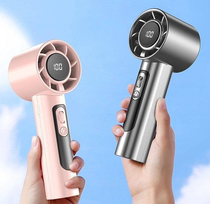 Портативний мінівентилятор R2 з LED-дисплеєм, USB, акумулятор 1800 мА·год, 100 швидкостей, фото 1