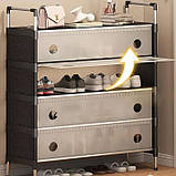 Полиця для взуття SLXJ 6205HB, 4 яруси, металева, чорно-біла, фото 3