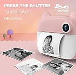 Дитячий фотоапарат миттєвого друку Q9, Bluetooth, 48 МП, рожевий/блакитний, фото 7