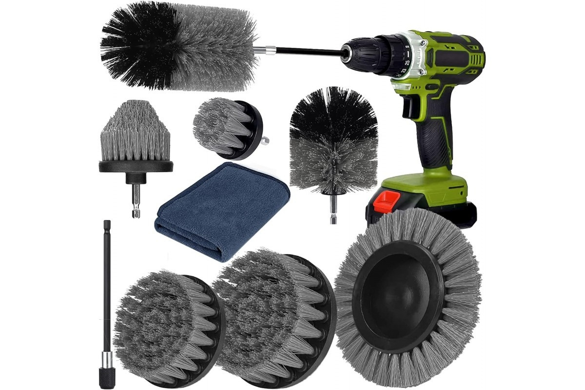 Набір щіток-насадок DS-04 для дриля/шурупокрута, 7 шт + ганчірка та подовжувач, фото 1