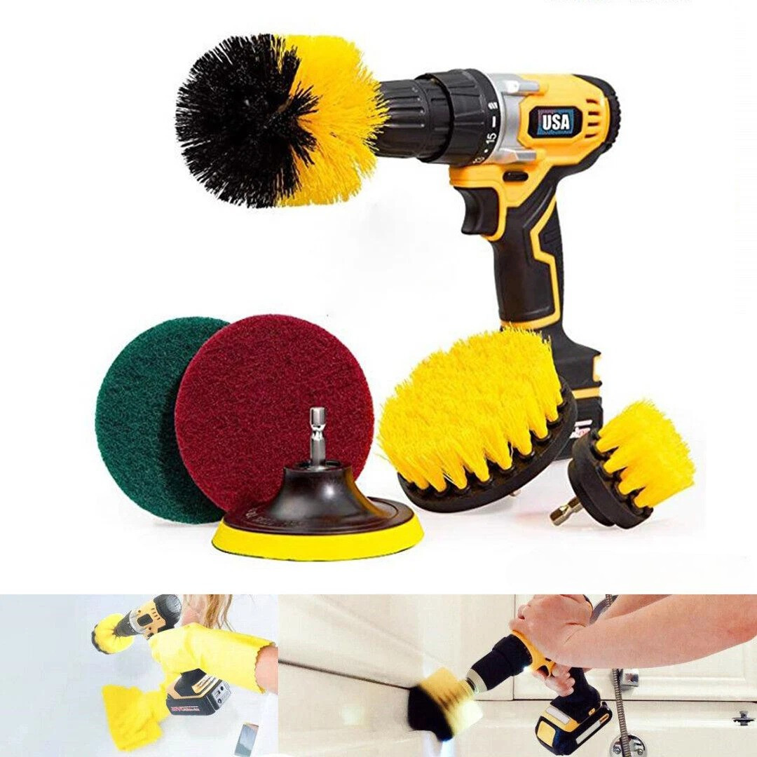 Набір DS-012, 8 щіток і насадок для дриля, чищення плитки, килимів, ванн, авто, фото 1