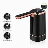 Електронасос BRS для пляшок 5-19 л, акумуляторний, USB, 1200 мА·год, чорний, фото 7