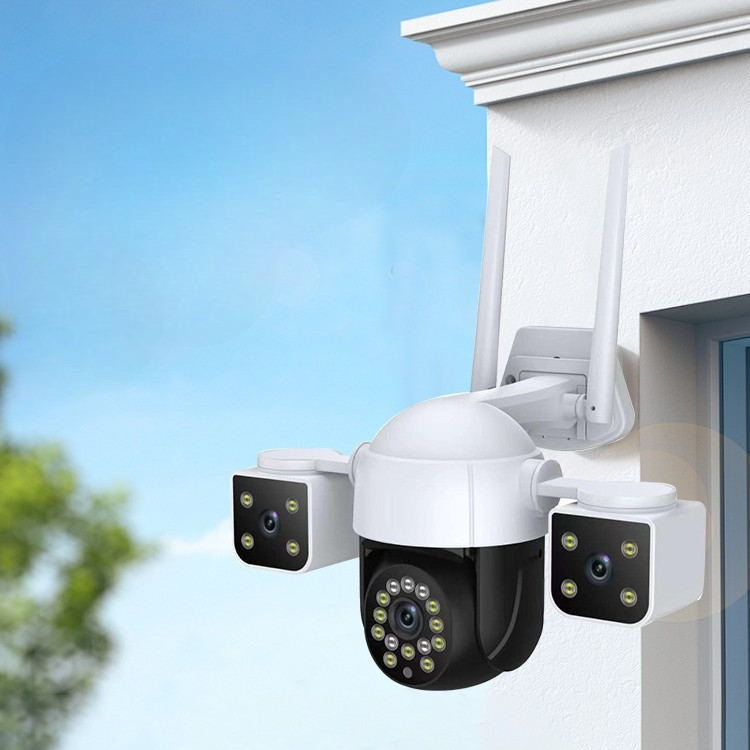 Вулична 4G-камера з 3 лінзами, Wi-Fi/LAN, нічне бачення, 2+2+2 Мп, фото 1