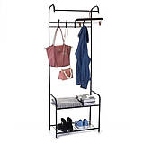 Підлогова вішалка J059 для одягу та взуття, 170×60×35 см, металева, чорна, фото 2