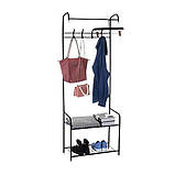 Підлогова вішалка J059 для одягу та взуття, 170×60×35 см, металева, чорна, фото 6