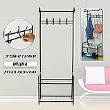 Підлогова вішалка J059 для одягу та взуття, 170×60×35 см, металева, чорна, фото 10