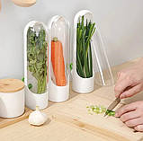 Контейнер для зберігання зелені та овочів із силіконовим корком 800 мл 25 см білий, фото 4