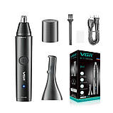 Тример VGR V-613 2 в 1 для носа вух і окантовки USB заряджання вологозахисту насадка для гоління, фото 3