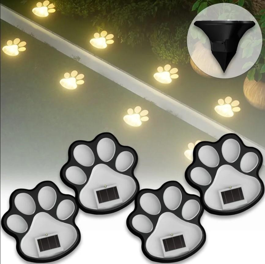 Сонячні вуличні ліхтарі Лапки 4 шт. тепле біле світло IP44 для саду та доріжок, фото 1