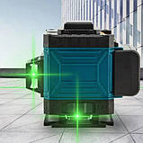 Лазерний рівень 4D 16 ліній зелений промінь самовирівнювання 4×360° штатив АКБ пульт, фото 3