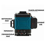 Лазерний рівень 4D 16 ліній зелений промінь самовирівнювання 4×360° штатив АКБ пульт, фото 4