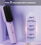 Акумуляторний випрямляч-розчіска для волосся RD-1733 титанове покриття 3 режими USB портативний, фото 6