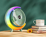 Настільний вентилятор RGB-підсвітка 3 швидкості поворот 180° USB заряджання, фото 7