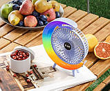 Настільний вентилятор RGB-підсвітка 3 швидкості поворот 180° USB заряджання, фото 8