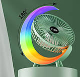 Настільний вентилятор RGB-підсвітка 3 швидкості поворот 180° USB заряджання, фото 3