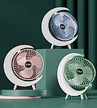 Настільний вентилятор RGB-підсвітка 3 швидкості поворот 180° USB заряджання, фото 10