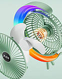 Настільний вентилятор RGB-підсвітка 3 швидкості поворот 180° USB заряджання, фото 4