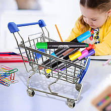 Декоративний міні візок-органайзер Mini Truck 12,5×11×8 см, міні-візок з супермаркету, Синій (YAB)