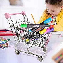 Декоративний міні візок-органайзер Mini Truck 12,5×11×8 см, міні-візок з супермаркету, Рожевий (YAB)