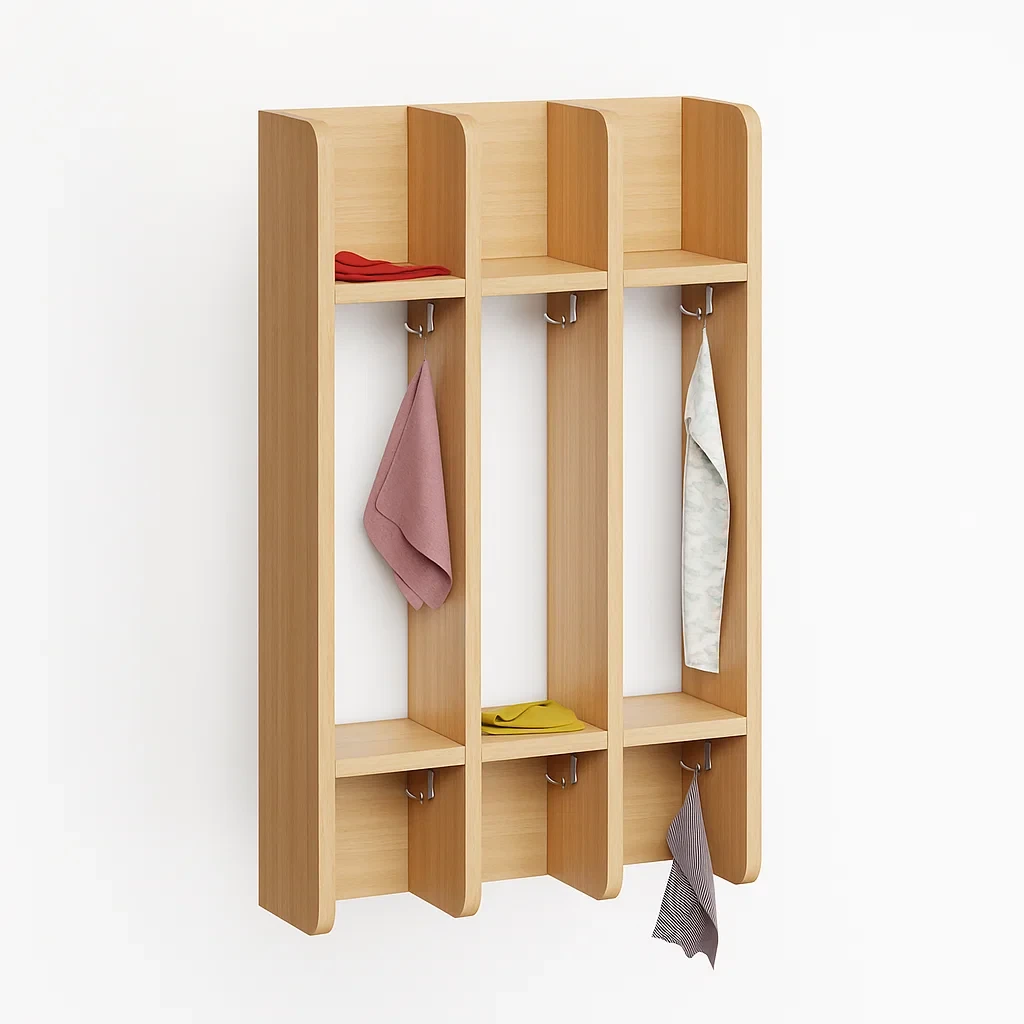 🧴Вішалка настінна секційна, 3 секції (ЛДСП, з поличками та гачками), фото 1