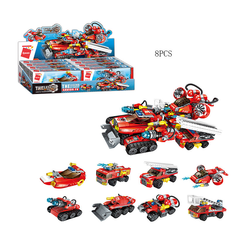 Конструктор Qman пожежна техніка, від 57дет, (8видів) /18/144/8шт в кор. 43-10-20см, фото 1