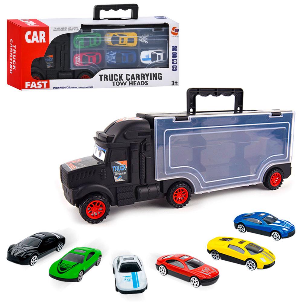 Набір з транспортом трейлер 34см, 6 машинок 6,5см, в кор-ці, 35-13-7,5см /20/, фото 1