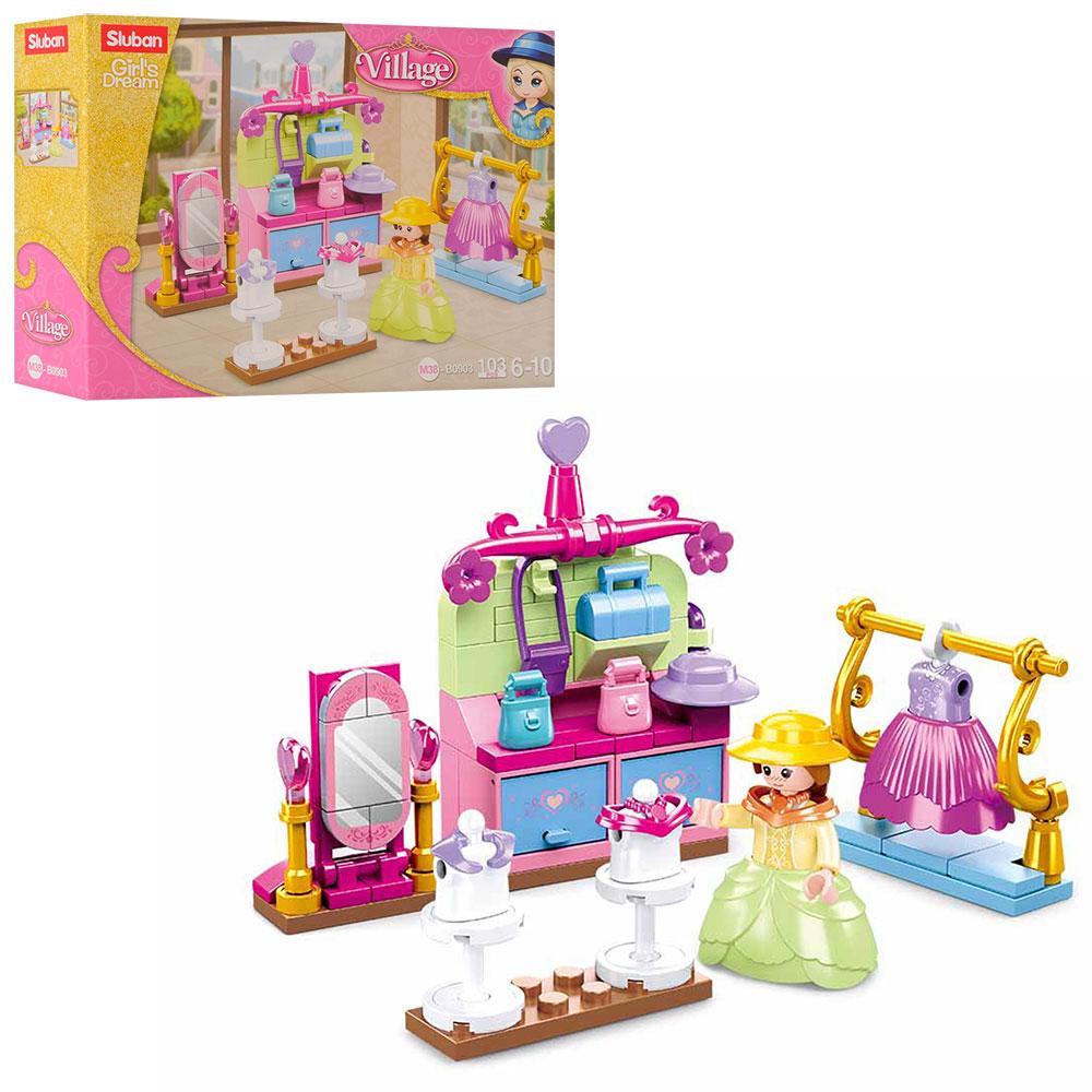 Конструктор SLUBAN магазин одягу, фігурки, 103дет, в кор-ці, 19,5-14,5-4,5см /72/, фото 1