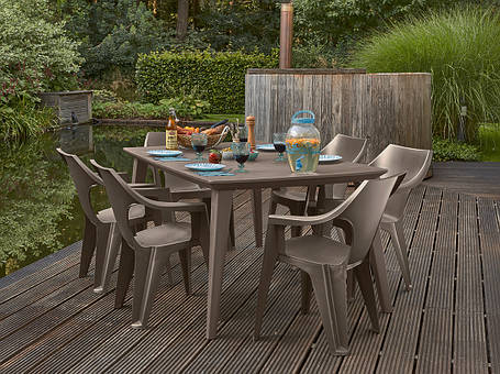 Стілець садовий пластиковий Keter Dante low back, коричневий, фото 2