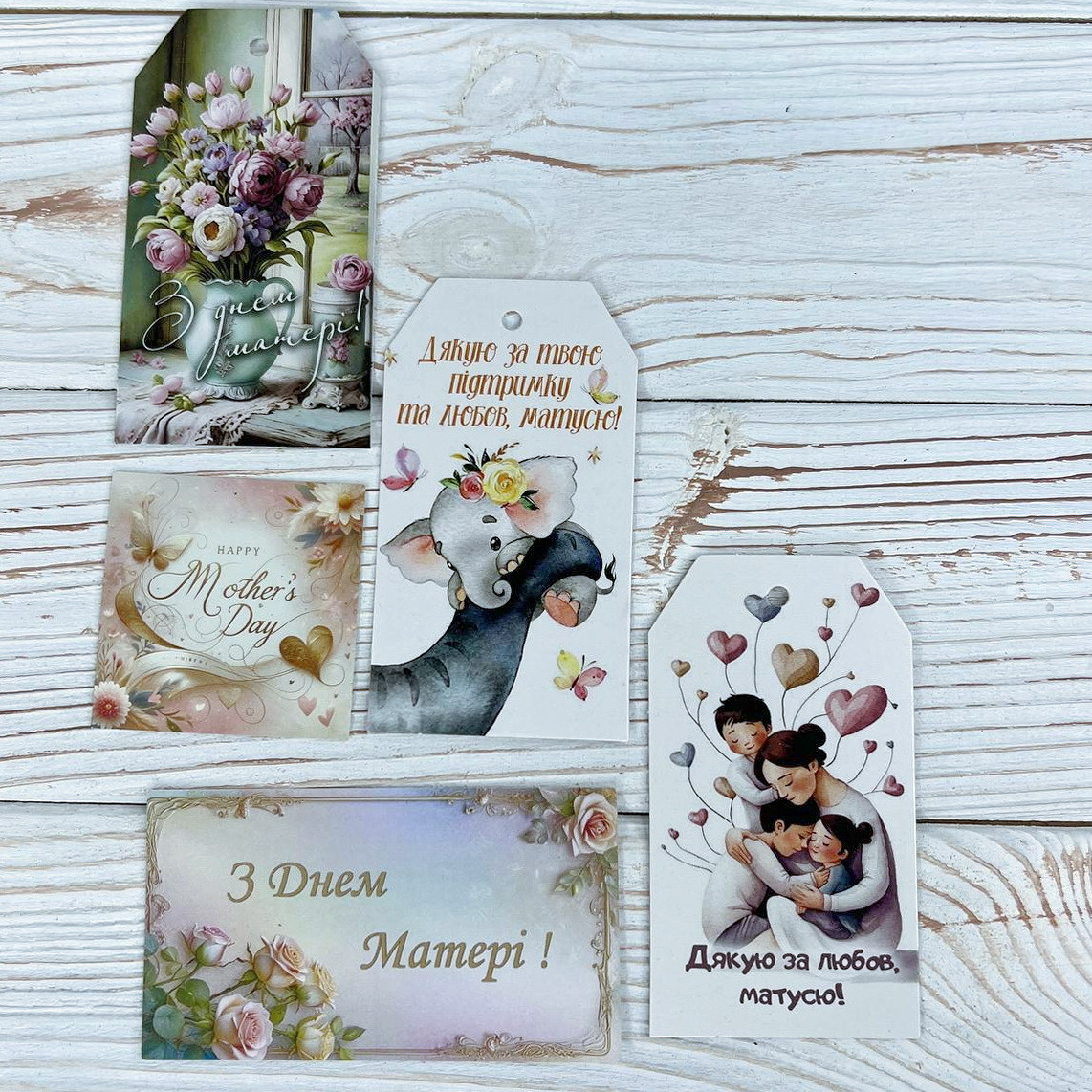 *100шт* / Набір Бирка-листівка / друк-Асорті (№6) / 50х90мм