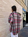 Жіноча кашемірова тепла сорочка в клітку в стилі оверсайз, фото 4