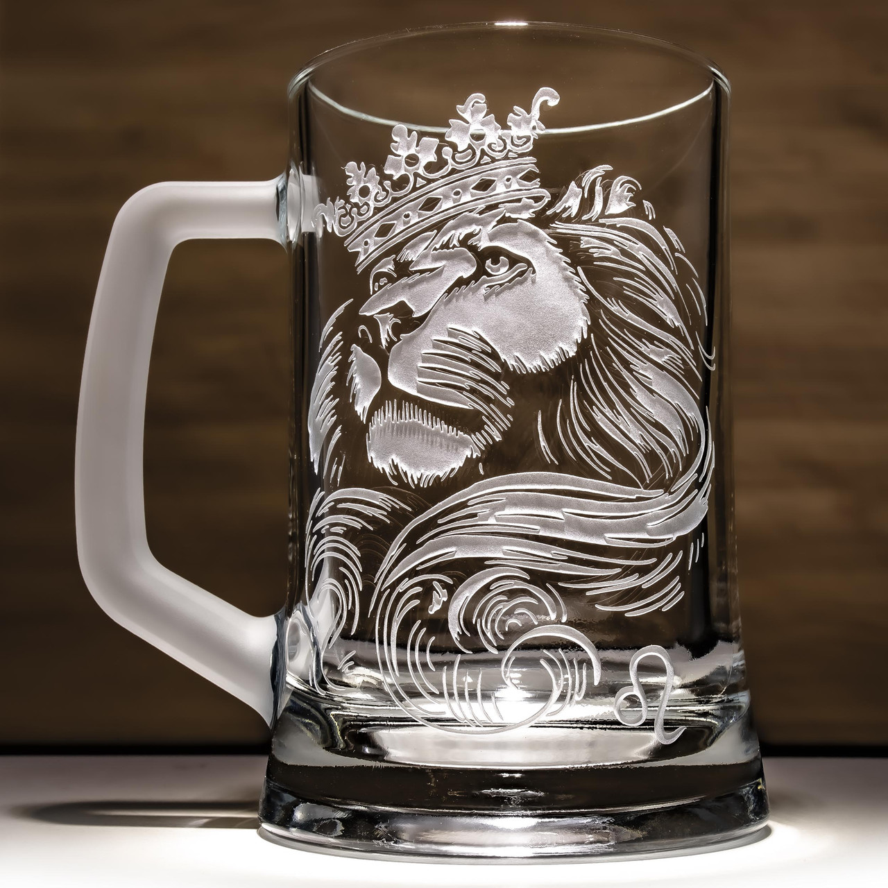 Пивний бокал з гравіюванням ЛЕВ знак зодіаку, фото 1