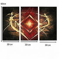 Модульна картина друк на полотні Абстракція Пара Етностиль 90х60 з 3-х частин, фото 5