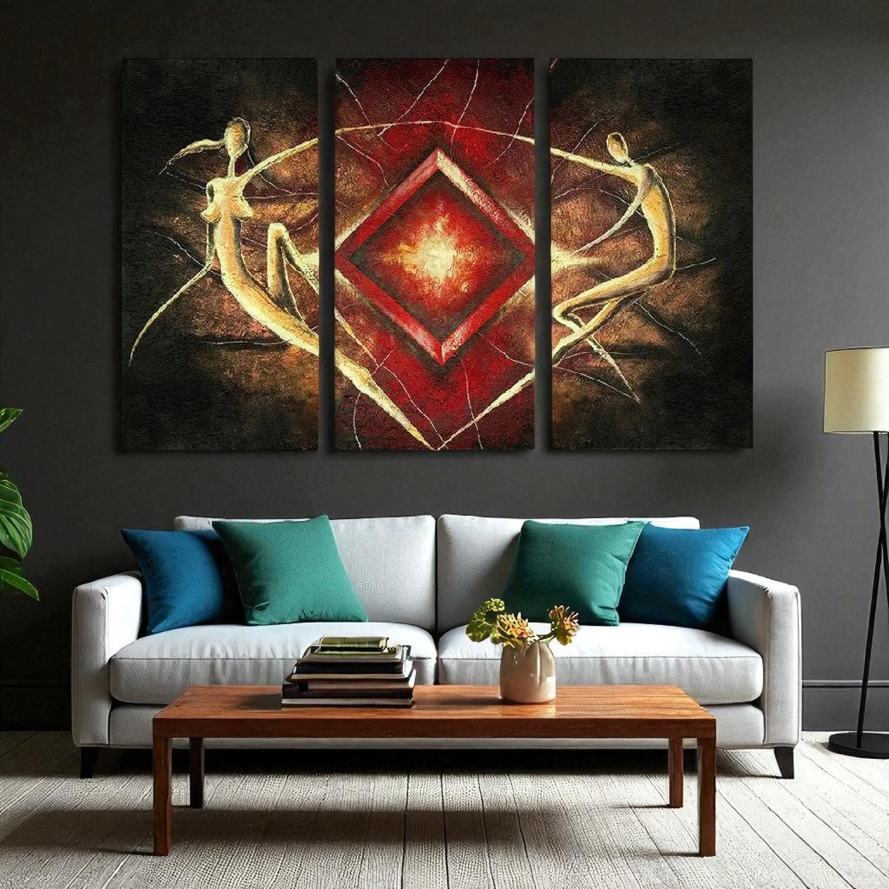 Модульна картина друк на полотні Абстракція Пара Етностиль 90х60 з 3-х частин, фото 1