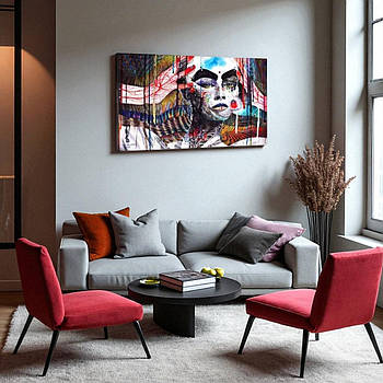 Картина на полотні Абстракція Яскрава Дівчина Декор в сучасний інтер'єр 60х40см