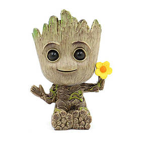 Горщик Грут для квітів та канцелярії 15 см: Кашпо Малюк Грут з аксесуаром, Marvel, подарунок