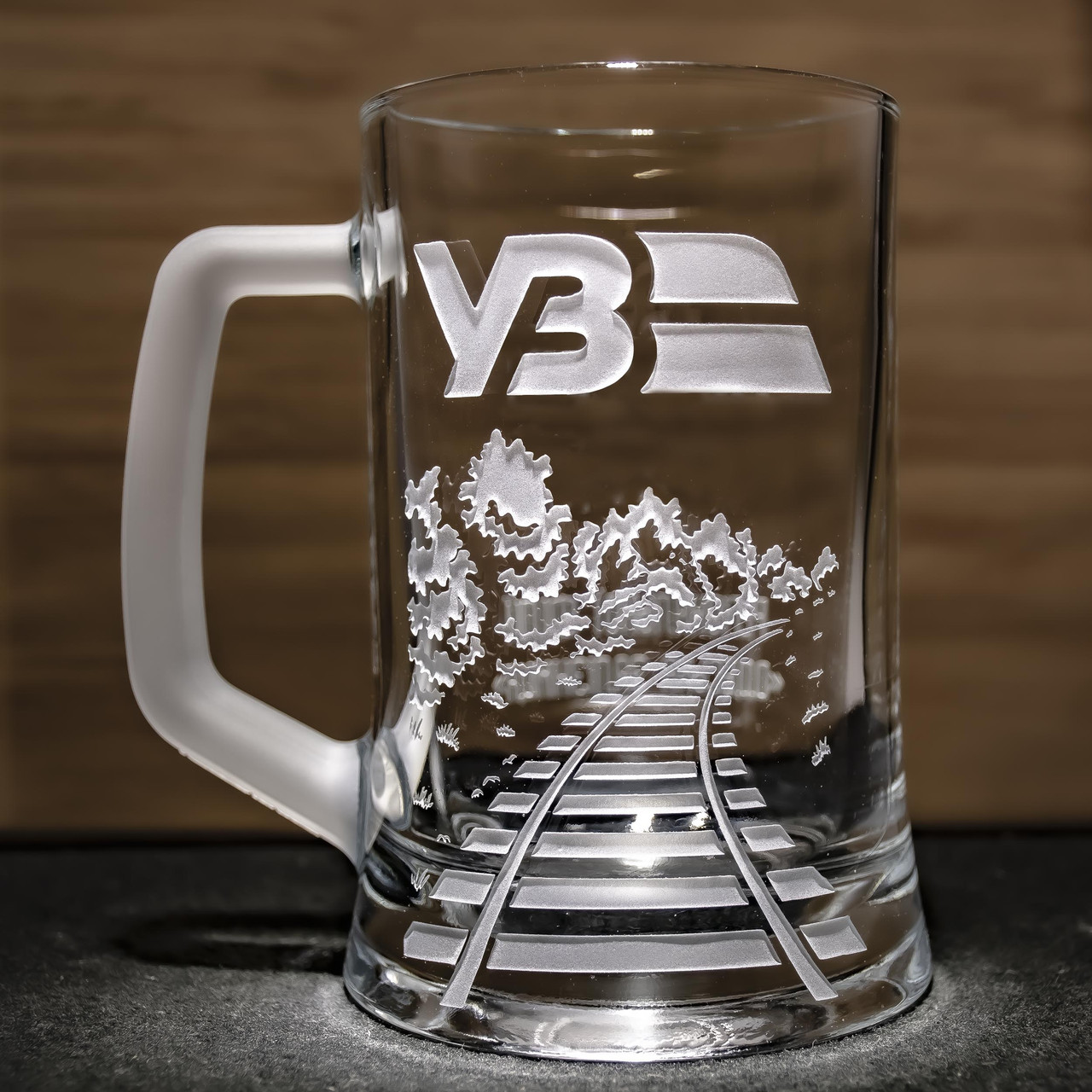 Пивний келих з гравіюванням логотипу УЗ - подарунок для працівника Укрзалізниці, фото 1