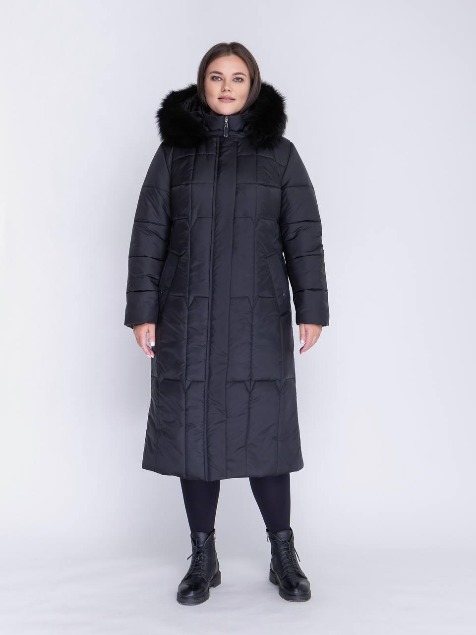 Зимові модні жіночі куртки великого розміру 50-66 чорний, фото 1