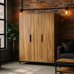 Шафа тридверна "Лофт" з натурального дерева ясен та металу