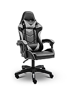 Геймерське ігрове крісло комп'ютерне GT Play спортивне для пк з подушками розкладне сіре, фото 3