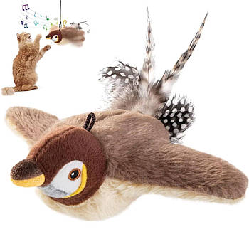 Інтерактивна іграшка для котів "Пташка" махаючими крилами / Гра-дражнилка для котів зі звуковими ефектами