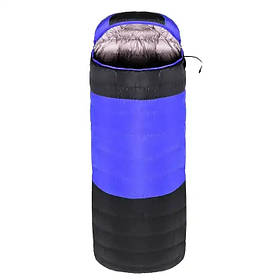 Спальний мішок зимовий з підігрівом і капюшоном чорно-синій до -15°C 210х75 см 1,8 кг