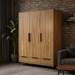 Шафа тридверна "Лофт" з ясена та металу з трьома шухлядами