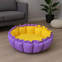 Лежанка для кота та собаки «Кошик» фіолетовий з жовтим від New and Classic