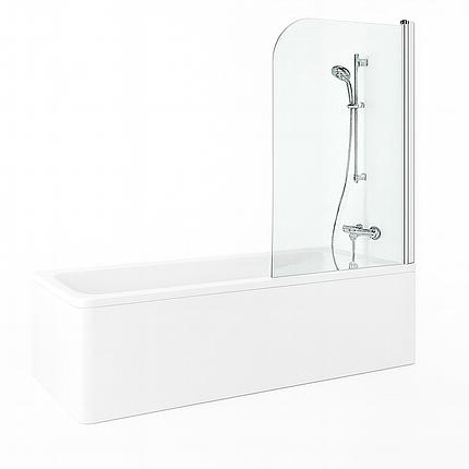 Штора для ванної KO&PO 140х80 см пряма хром прозоре скло 6 мм, фото 1